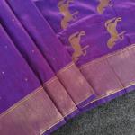 Woebegone Purple Pure Zari Weaving Banarasi Silk Saree With Palimpsest Blouse Piece