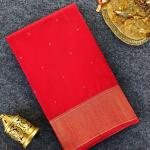 Splendiferous Red Pure Zari Weaving Banarasi Silk Saree With Prettiest Blouse Piece