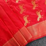 Splendiferous Red Pure Zari Weaving Banarasi Silk Saree With Prettiest Blouse Piece