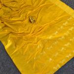 Mellifluous Yellow Pure Zari Weaving Banarasi Silk Saree With Magnificat Blouse Piece