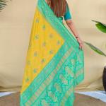Scrupulous Mustard Pure Zari Weaving Banarasi Silk Saree With Imaginative Blouse Piece