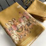 Smart Mustard Printed Dola Silk Saree With Adorning Blouse Piece