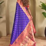 Mellifluous Royal Blue Paithani Silk Saree With Wonderful Blouse Piece