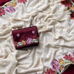 Efflorescence Off White Embroidery Work Georgette Saree With Bewitching Blouse Piece