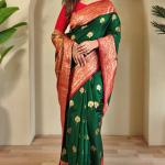 Surpassing Dark Green Soft Banarasi Silk Saree With Ravishing Blouse Piece