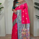 Mesmeric Dark Pink Soft Banarasi Silk Saree With Twirling Blouse Piece