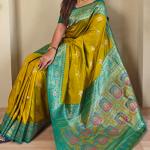 Traditional Mustard Soft Banarasi Silk Saree With Conflate Blouse Piece