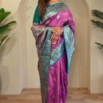 Sempiternal Pink Soft Banarasi Silk Saree With Denouement Blouse Piece