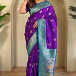 Splendiferous Purple Soft Banarasi Silk Saree With Enchanting Blouse Piece