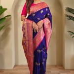 Profuse Royal Blue Soft Banarasi Silk Saree With Resplendent Blouse Piece