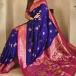 Profuse Royal Blue Soft Banarasi Silk Saree With Resplendent Blouse Piece