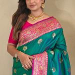 Scintillating Sea Green Soft Banarasi Silk Saree With Allure Blouse Piece