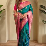 Scintillating Sea Green Soft Banarasi Silk Saree With Allure Blouse Piece