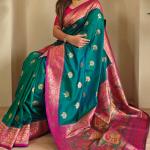 Scintillating Sea Green Soft Banarasi Silk Saree With Allure Blouse Piece