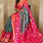 Exceptional Grey Soft Banarasi Silk Saree With Gratifying Blouse Piece