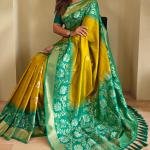 Flaunt Mustard Soft Banarasi Silk Saree With Inimitable Blouse Piece