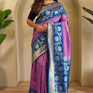 Lustrous Pink Soft Banarasi Silk Saree With Enticing Blouse Piece