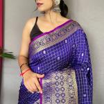Girlish Royal Blue Soft Banarasi Silk Saree With Outstanding Blouse Piece
