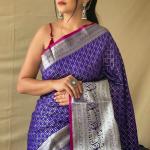 Murmurous Royal Blue Soft Banarasi Silk Saree With Lassitude Blouse Piece