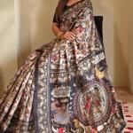 Scrumptious Off White Kalamkari Printed Saree With Scintillating Blouse Piece