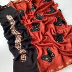 Prominent Black Bandhej Printed Cotton Silk Saree With Improbable Blouse Piece