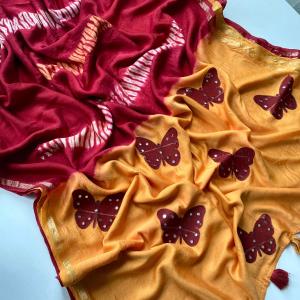 Luxuriant Mustard Bandhej Printed Cotton Silk Saree With Fugacious Blouse Piece