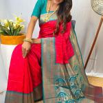 Staring Dark Pink Soft Banarasi Silk Saree With Impressive Blouse Piece