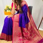Snappy Royal Blue Soft Banarasi Silk Saree With Elaborate Blouse Piece