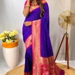 Snappy Royal Blue Soft Banarasi Silk Saree With Elaborate Blouse Piece