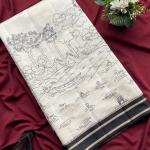 Preferable Off White Printed Cotton Silk Saree With Traditional Blouse Piece