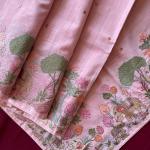 Unequalled Baby Pink Embroidery Work Tussar Silk Saree With Dalliance Blouse Piece