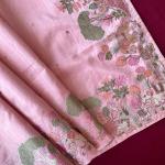Unequalled Baby Pink Embroidery Work Tussar Silk Saree With Dalliance Blouse Piece