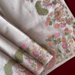 Redolent Off White Embroidery Work Tussar Silk Saree With Petrichor Blouse Piece