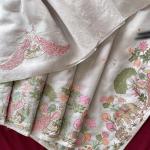 Redolent Off White Embroidery Work Tussar Silk Saree With Petrichor Blouse Piece