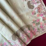 Panache Pista Embroidery Work Tussar Silk Saree With Angelic Blouse Piece