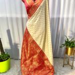 Pretty Beige Soft Banarasi Silk Saree With Sophisticated Blouse Piece