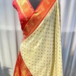 Pretty Beige Soft Banarasi Silk Saree With Sophisticated Blouse Piece