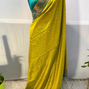 Fairytale Mustard Soft Banarasi Silk Saree With Enticing Blouse Piece