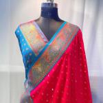 Susurrous Red Soft Banarasi Silk Saree With Confounding Blouse Piece