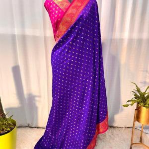 Tempting Royal Blue Soft Banarasi Silk Saree With Prodigal Blouse Piece
