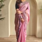 Stunning Baby Pink Soft Banarasi Silk Saree With Precious Blouse Piece