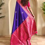 Nebula Royal Blue Soft Banarasi Silk Saree With Eclat Blouse Piece
